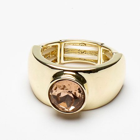 Adelaide Pink Gold Diamante Stretch Ring - Sugarplum Boutique