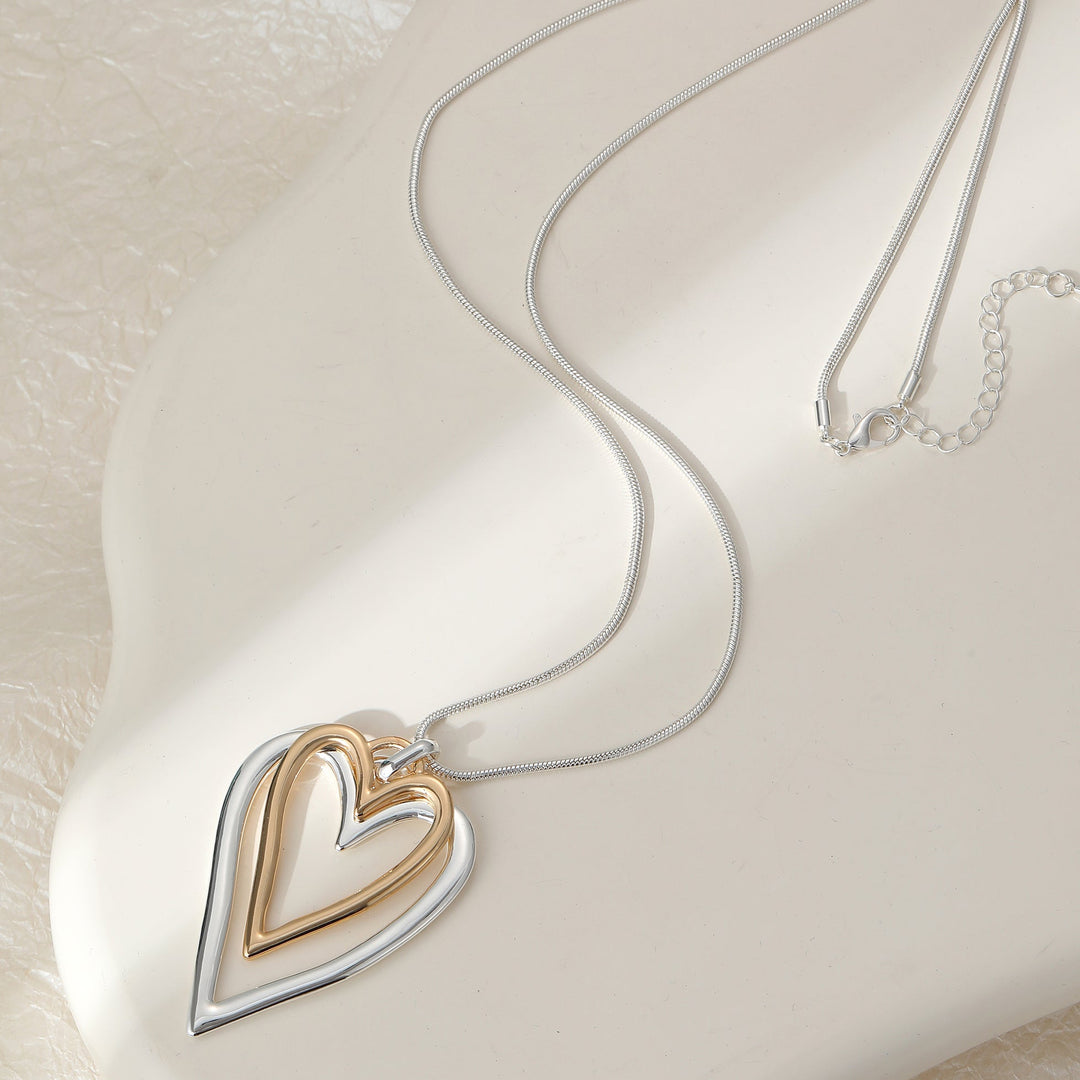 Angel Long Double Open Heart Necklace Gold - Sugarplum Boutique