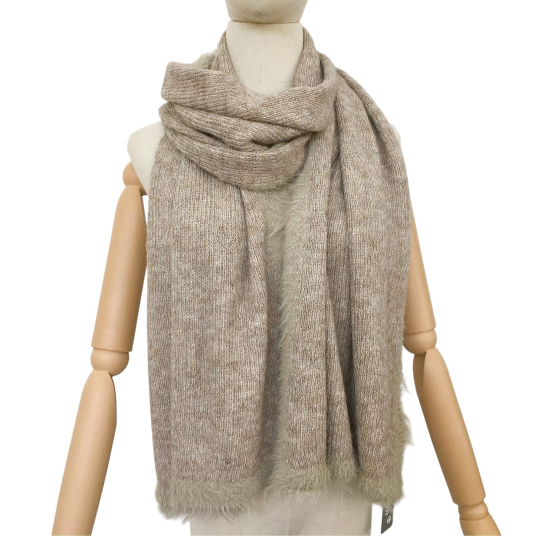 Argo Wool Mix Mocha Brown Frayed Edge Winter Scarf - Sugarplum Boutique
