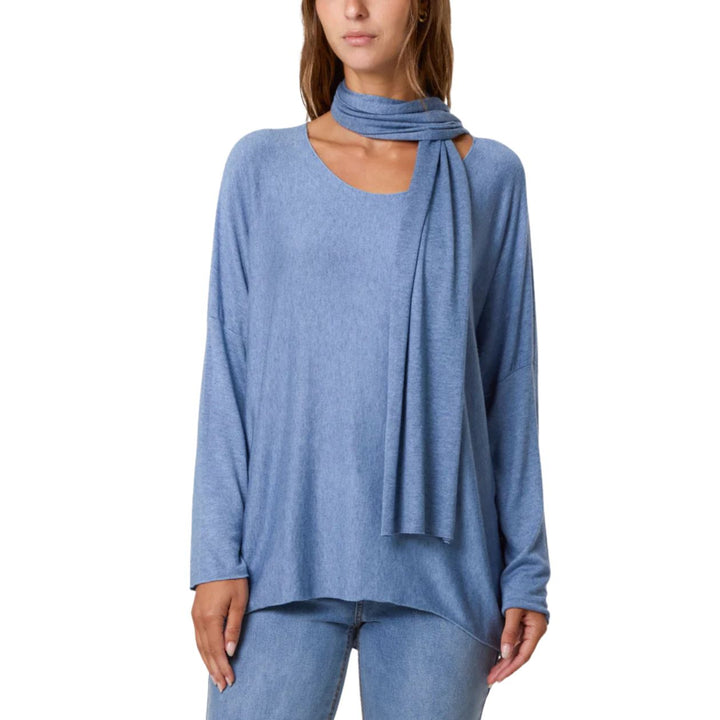 Ashley Denim Blue Wool Mix Scarf Jumper Set - Sugarplum Boutique