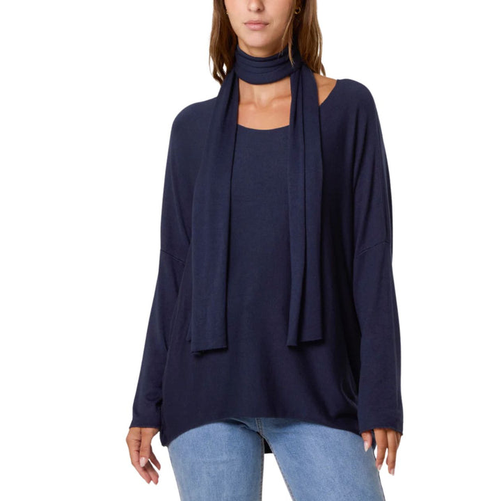 Ashley Navy Blue Wool Mix Scarf Jumper Set - Sugarplum Boutique