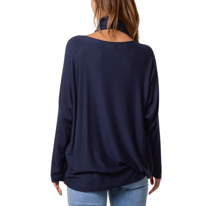 Ashley Navy Blue Wool Mix Scarf Jumper Set - Sugarplum Boutique