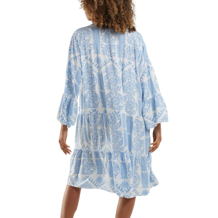 Ashlyn Boho Tier Tunic Dress Light Blue - Sugarplum Boutique
