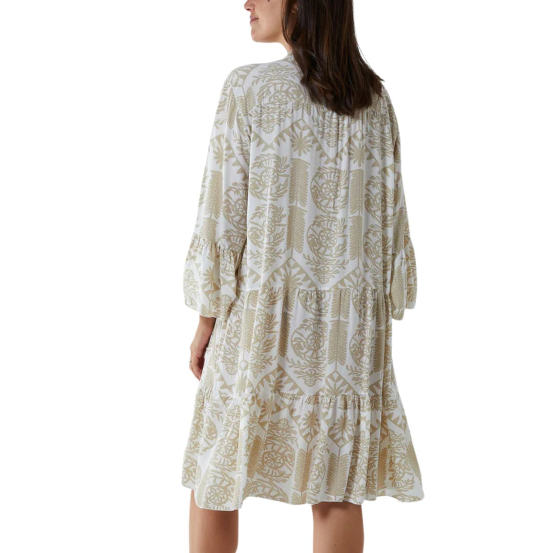 Ashlyn Boho Tier Tunic Dress Stone - Sugarplum Boutique 