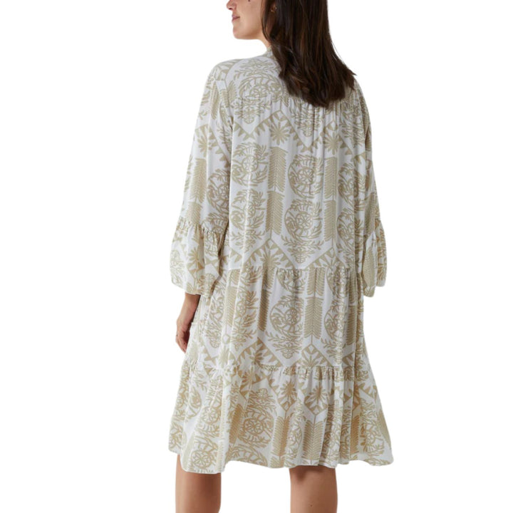 Ashlyn Boho Tier Tunic Dress Stone - Sugarplum Boutique 