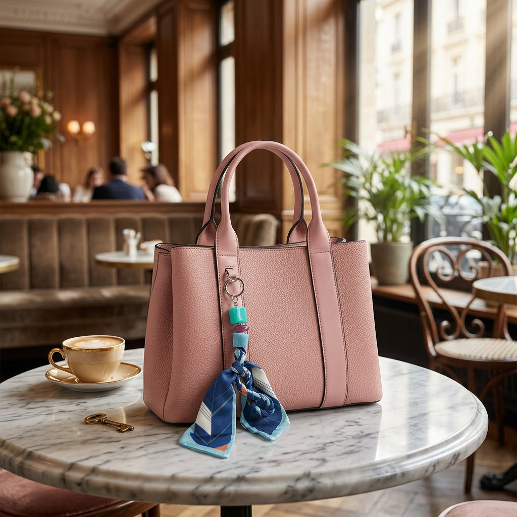 Asterix Faux Leather Pink Keying Handbag - Sugarplum Boutique