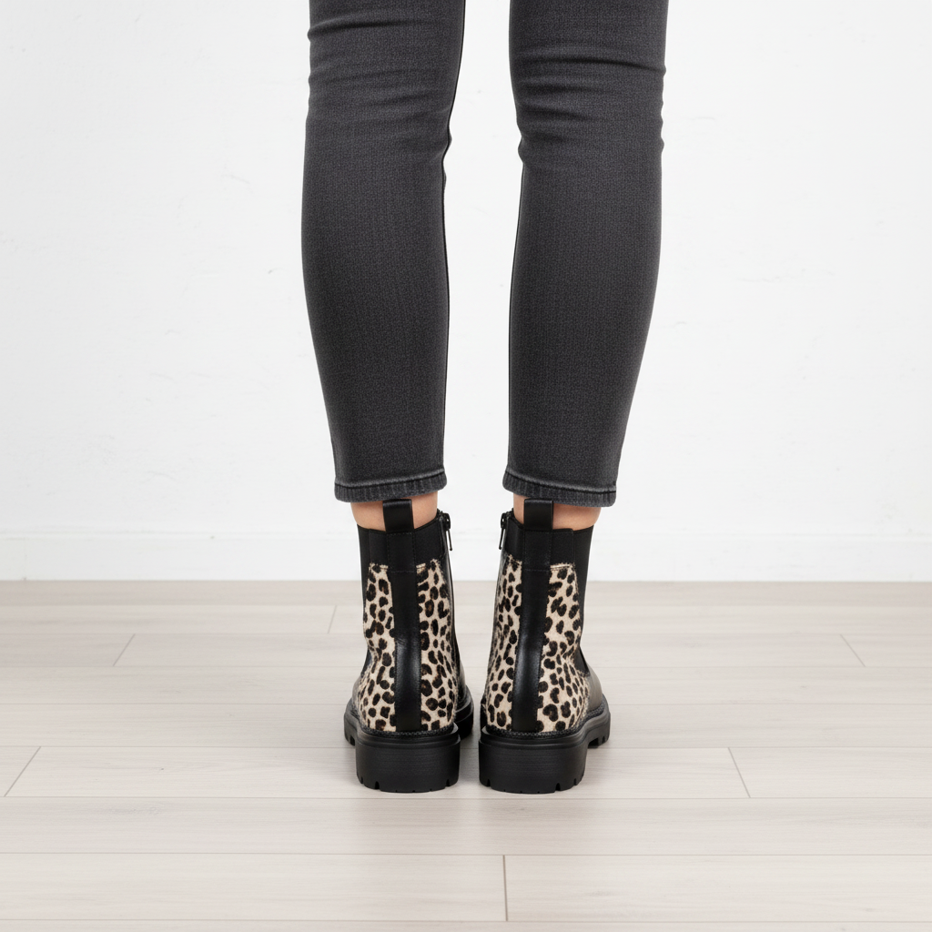 Athena Black Leopard Ankle Boot - Sugarplum Boutique
