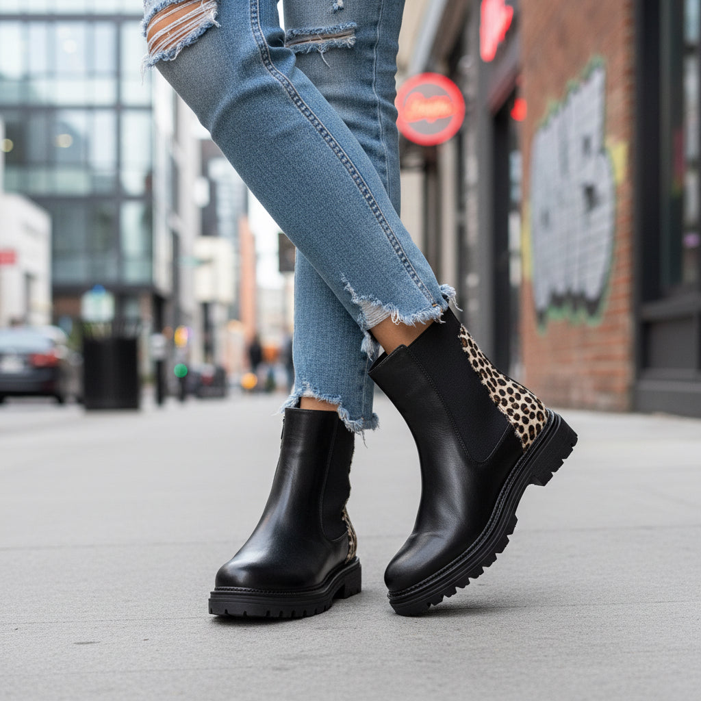 Athena Black Leopard Ankle Boot - Sugarplum Boutique