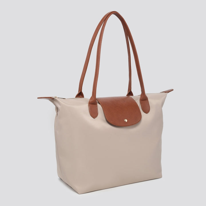 Austin Canvas Faux Leather Tote Bag Stone - Sugarplum Boutique