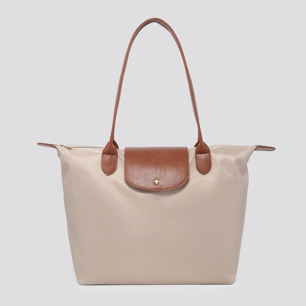 Austin Canvas Faux Leather Tote Bag Stone - Sugarplum Boutique