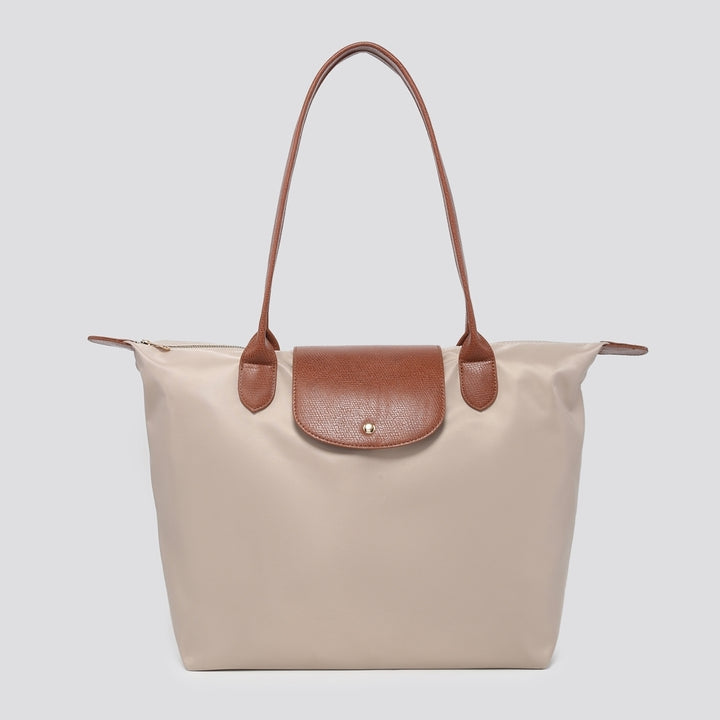 Austin Canvas Faux Leather Tote Bag Stone - Sugarplum Boutique