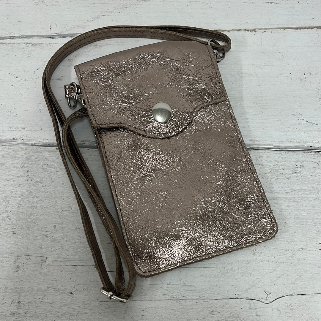 Philly Metallic Leather Phone Case Bronze - Sugarplum Boutique