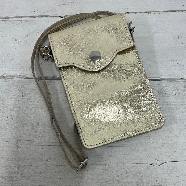 Philly Metallic Leather Phone Case Gold - Sugarplum Boutique