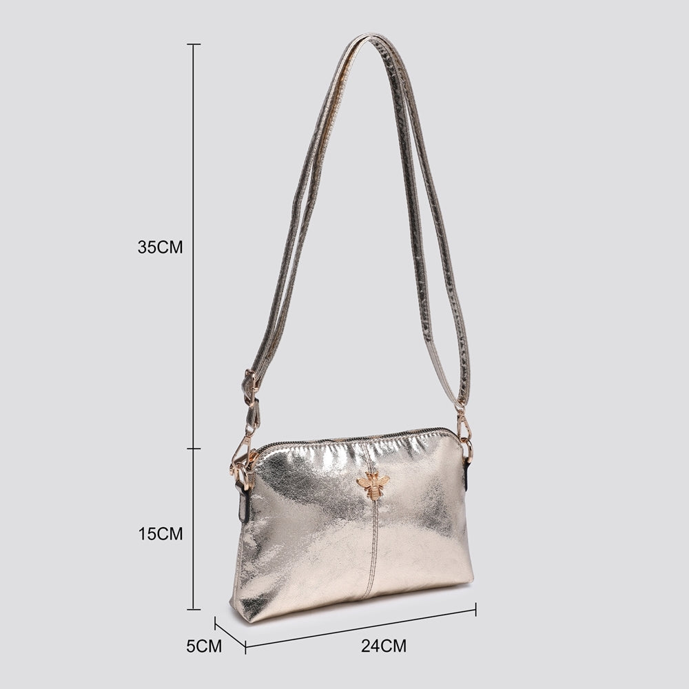 Bee Grey Metallic Handbag - Sugarplum Boutique