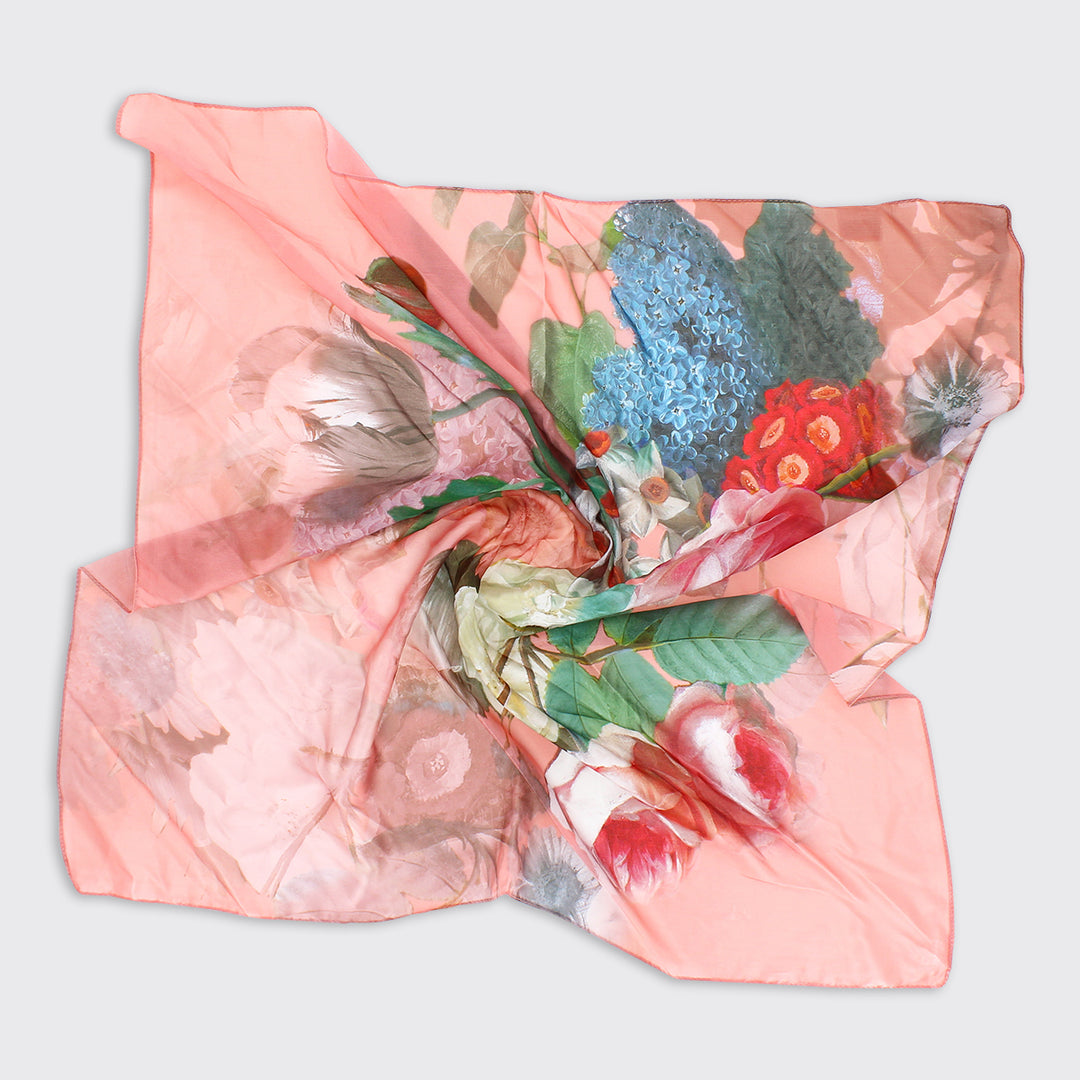 Beth Pink Floral Square Scarf - Sugarplum Boutique