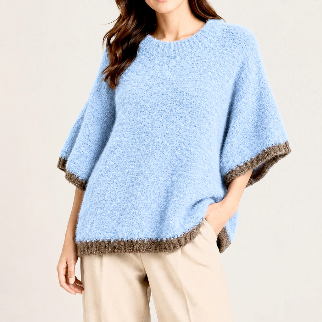 Betty Wool Blend Sky Blue Cosy Short Sleeve Jumper - Sugarplum Boutique
