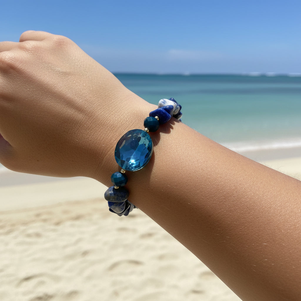 BiBi Navy Blue Crystal Bead Bracelet - Sugarplum Boutique