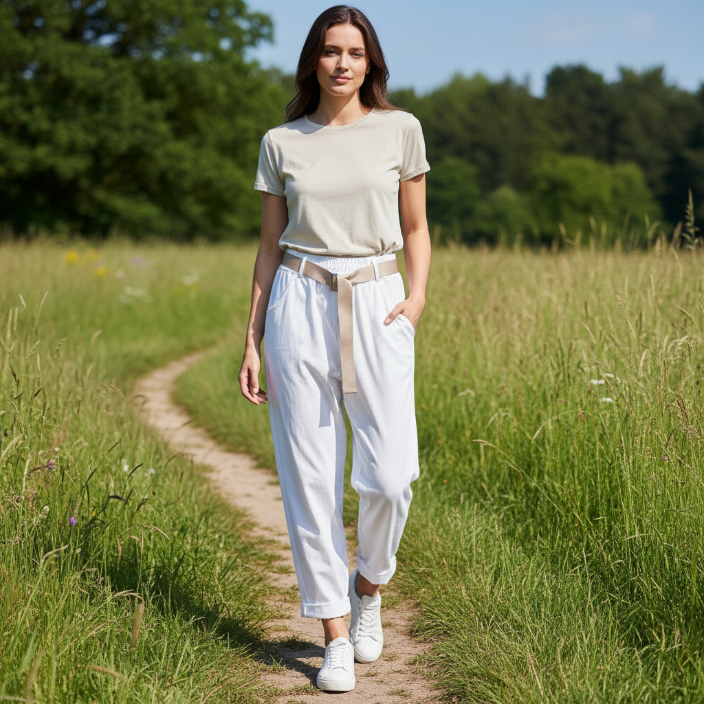 Billy Belted Stretch White Magic Trousers -Sugarplum Boutique