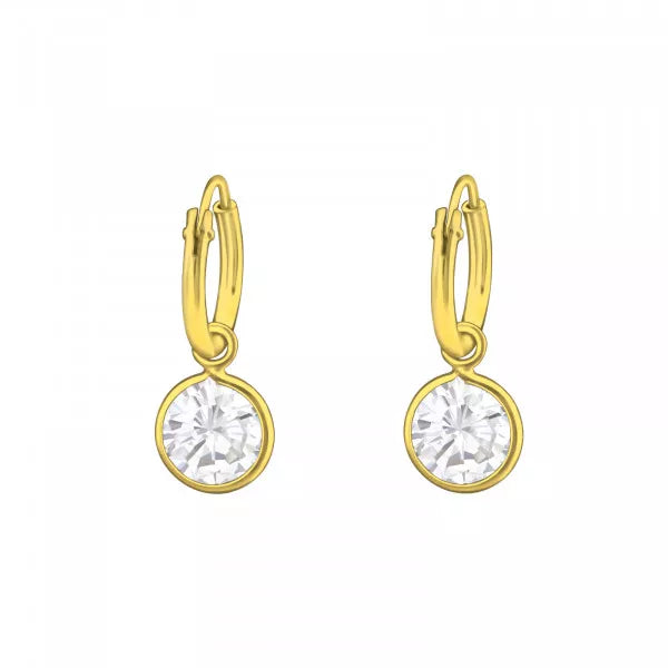 Bottled Sterling Silver Mini Crystal Gold Hoop Earrings - Sugarplum Boutique