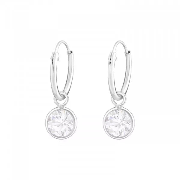 Bottled Sterling Silver Mini Crystal Silver Hoop Earrings - Sugarplum Boutique