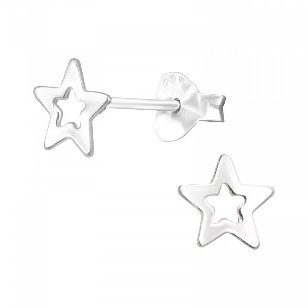 Bottled Sterling Silver Open Star Earrings - Sugarplum Boutique