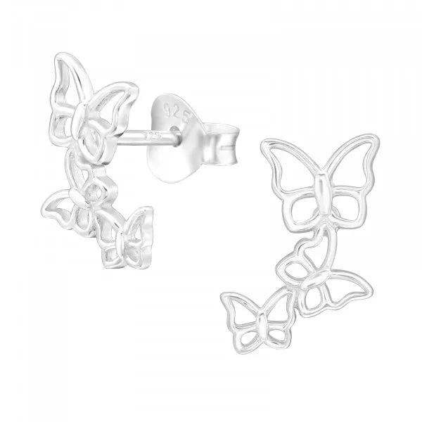 Bottled Sterling Silver Shooting Butterflies Stud Earrings - Sugarplum Boutique