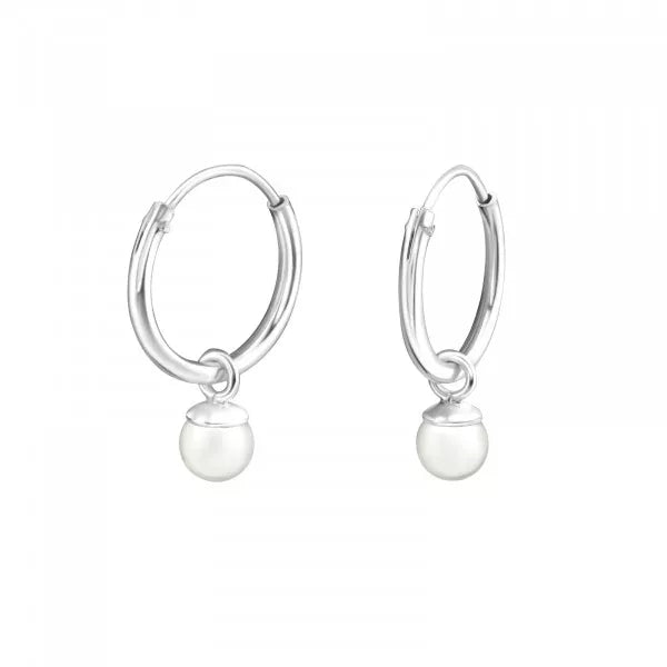 Bottled Sterling Silver White Pearl Mini Hoop Earrings - Sugarplum Boutique