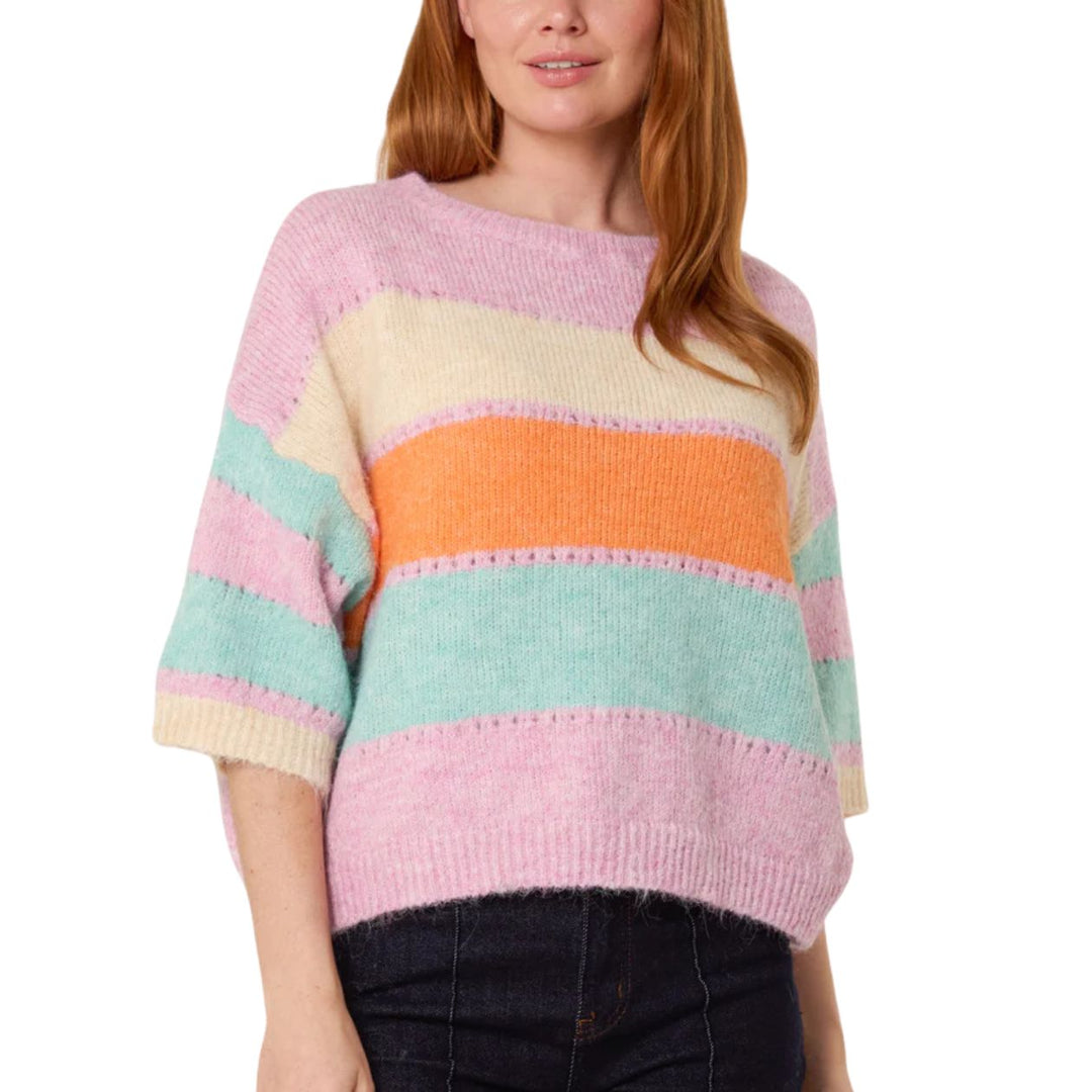 Bourton Pink Wool Mix Wide Sleeve Jumper - Sugarplum Boutique