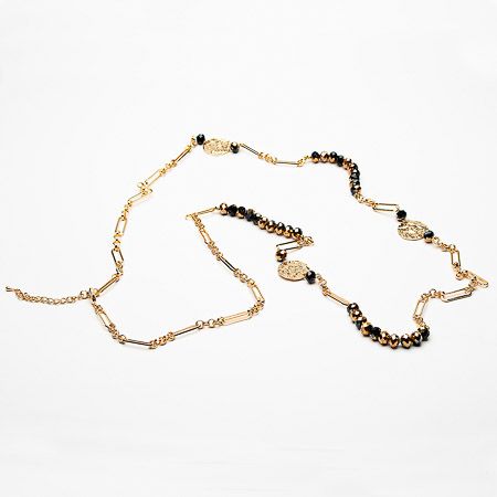 Briony Bronze Chain Link Beaded Long Necklace - Sugarplum Boutique