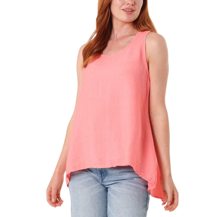 Briony Button Back Scoop Neck Vest Top Coral - Sugarplum Boutique