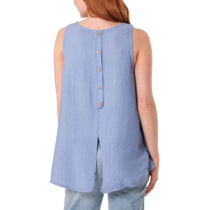 Briony Button Back Scoop Neck Vest Top Light Blue - Sugarplum Boutique