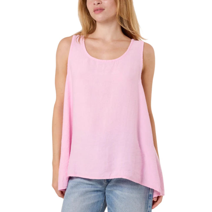 Briony Button Back Scoop Neck Vest Top Light Pink - Sugarplum Boutique