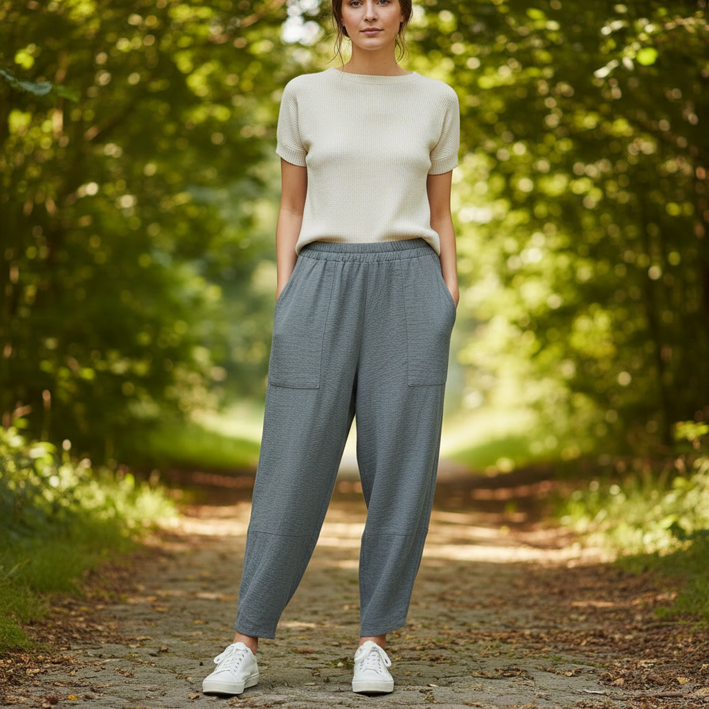 Brodie Charcoal Grey Barrel Leg Viscose Trousers - Sugarplum Boutique