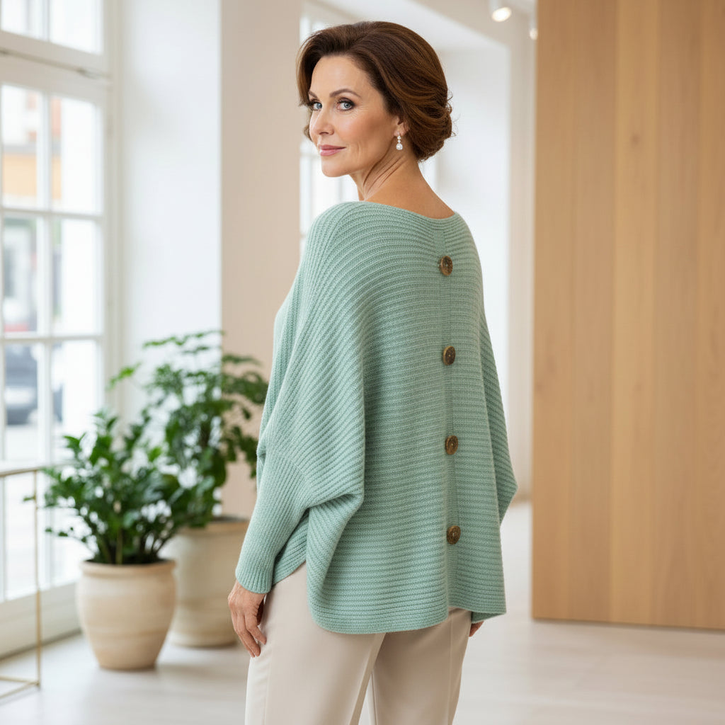 Brooklyn Mint Green Gold Button Back Jumper - Sugarplum Boutique