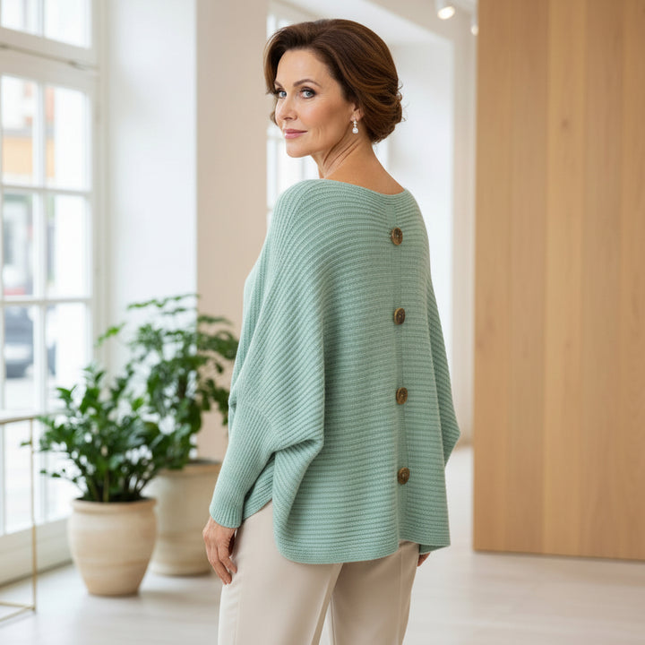 Brooklyn Mint Green Gold Button Back Jumper - Sugarplum Boutique