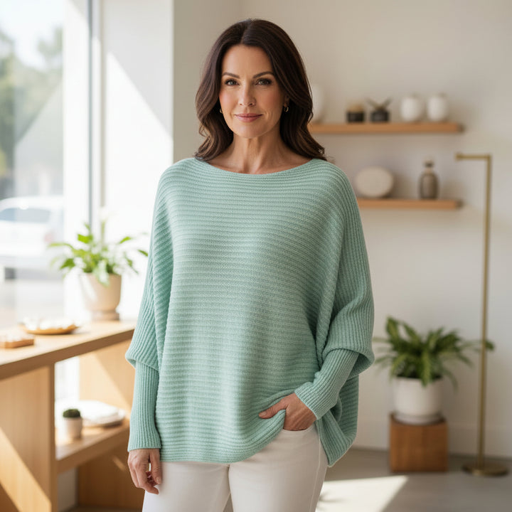Brooklyn Mint Green Gold Button Back Jumper - Sugarplum Boutique