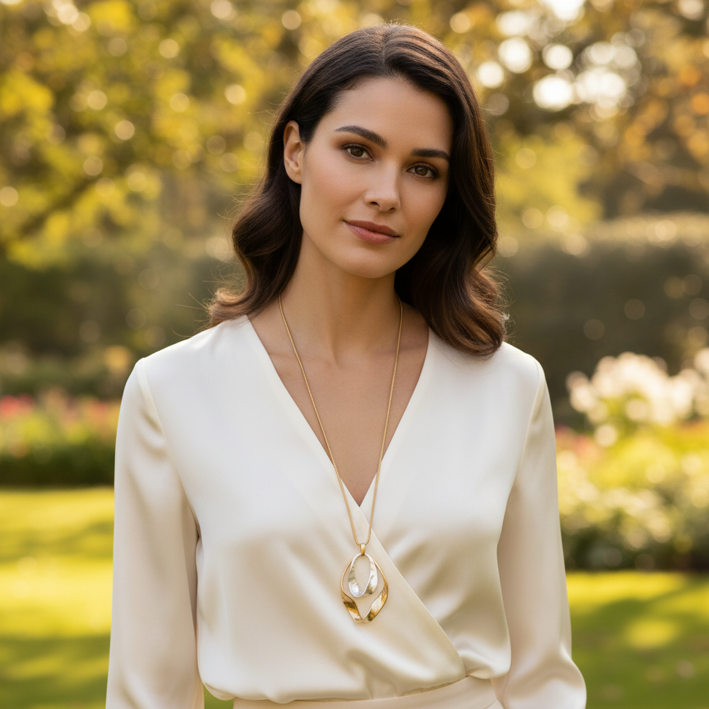Cannes Gold Silver Twist Circle Long Necklace - Sugarplum Boutique