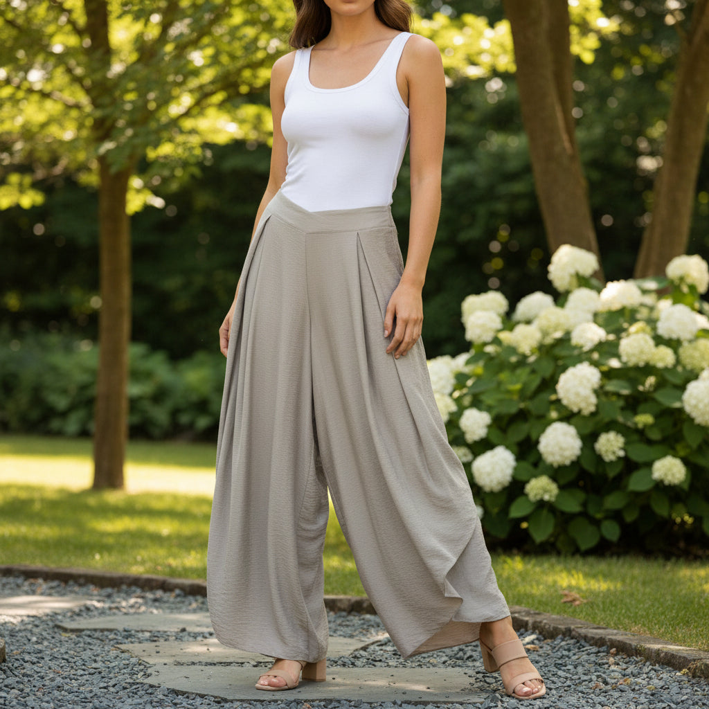 Caprice Split Leg Mocha Brown Wide Style Trousers - Sugarplum Boutique