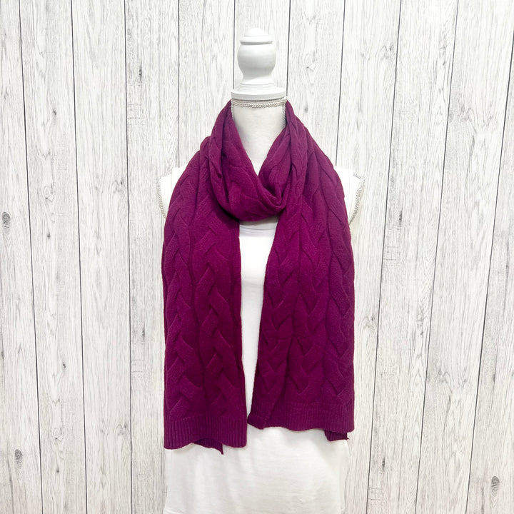 Carrie Cosmo Cable Knit Scarf Raspberry - Sugarplum Boutique