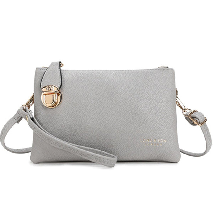 Celia Clutch Handbag Faux Leather Light Grey - Sugarplum Boutique