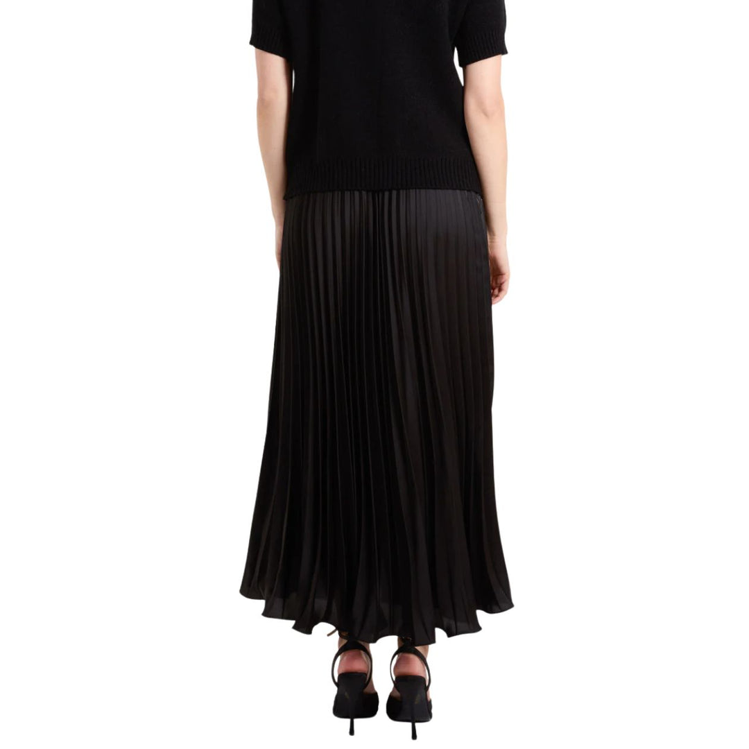 Celine Black Satin Pleated Maxi Skirt - Sugarplum Boutique 