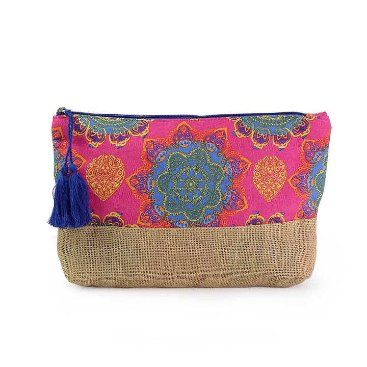 Cerise Pink Mix Mandala Print Travel Pouch - Sugarplum Boutique