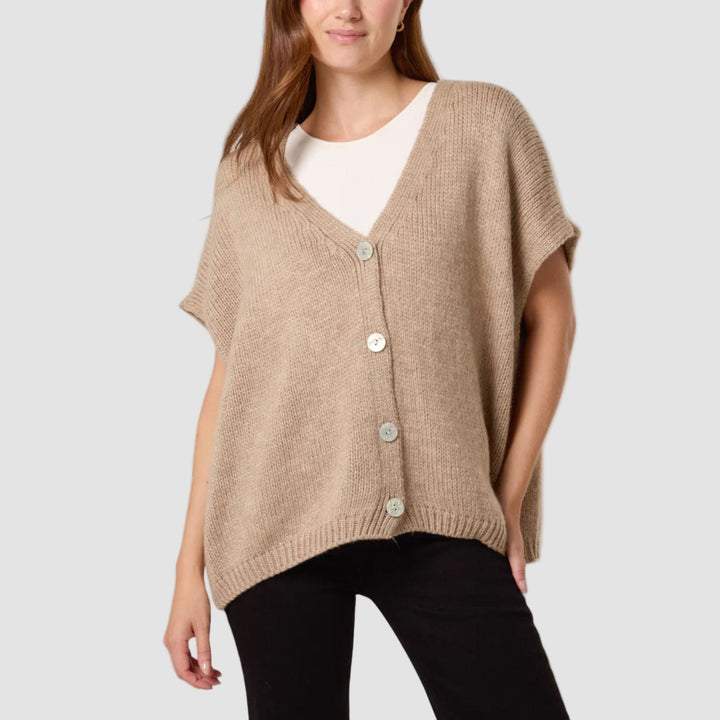 Charlie Mocha Brown Chunky Knit Sleeveless Cardigan - Sugarplum Boutique