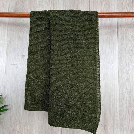 Chaz Chunky Knit Glitter Winter Scarf Khaki Green - Sugarplum Boutique