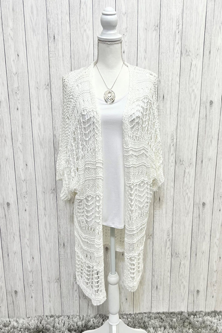 Chrissy Crochet Cardigan White - Sugarplum Boutique