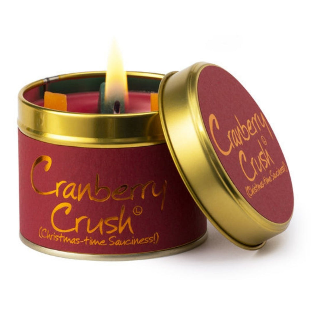Christmas Lily Flame Candle Tin Cranberry Crush - Sugarplum Boutique