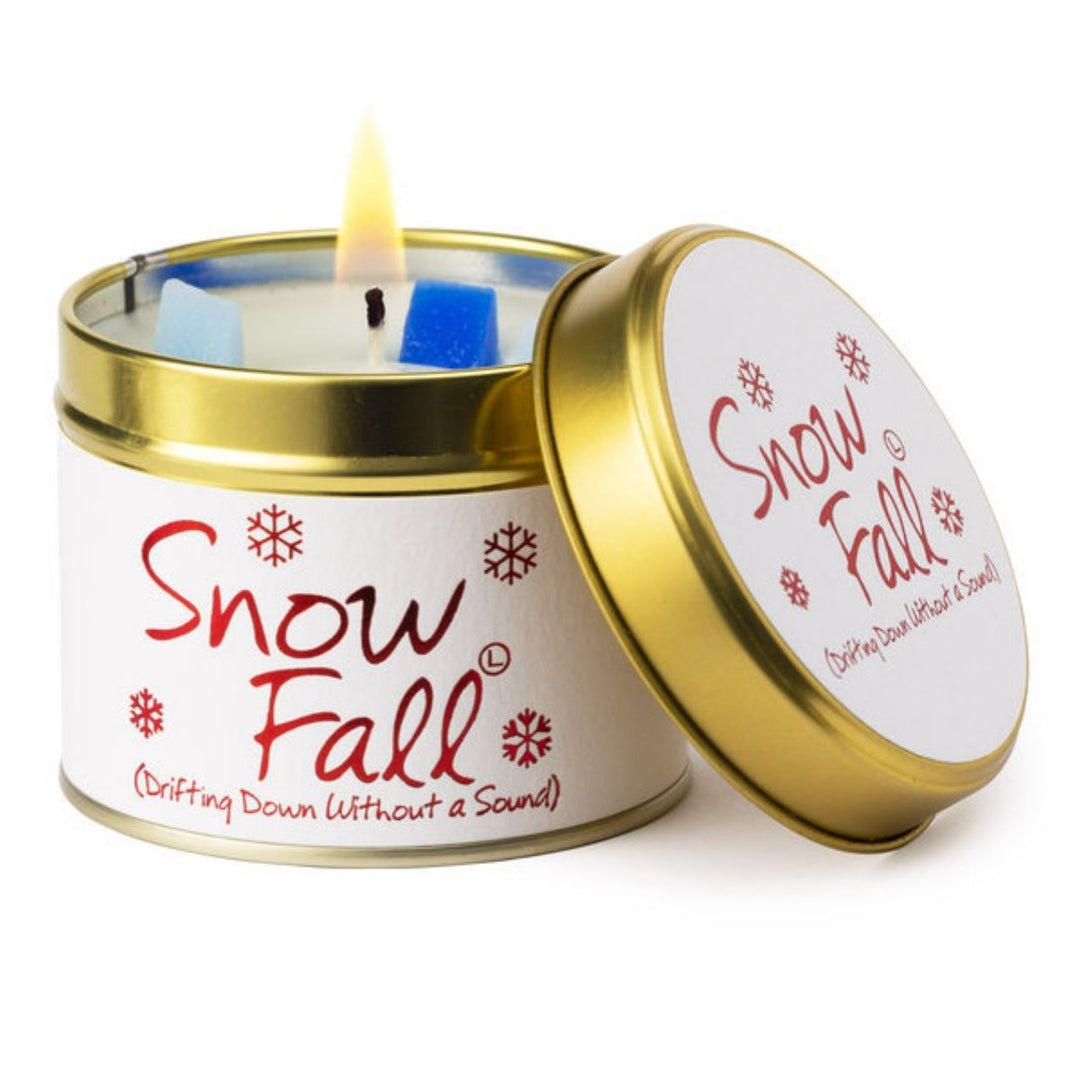 Christmas Lily Flame Candle Tin Snowfall - Sugarplum Boutique