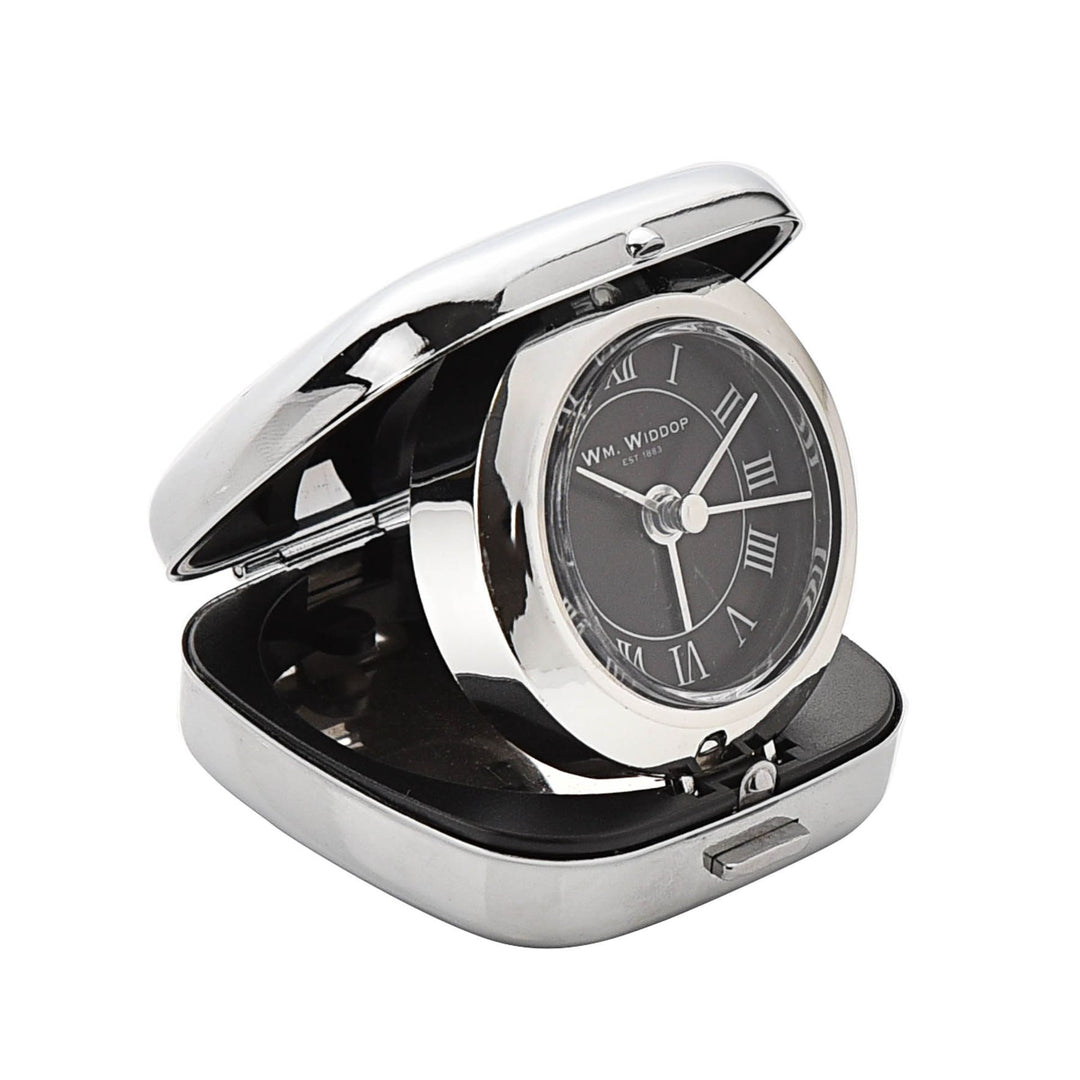 Folded Clock Chrome Fold Up Cushion Shape Alarm Clock Black – Sugarplum Boutique & Home