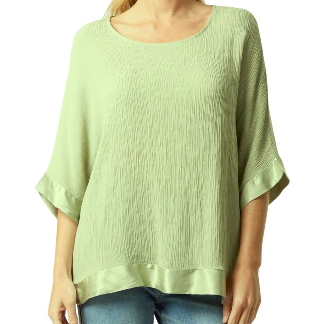 Cindy Khaki Green Crinkle Silk Bottom Top - Sugarplum Boutique