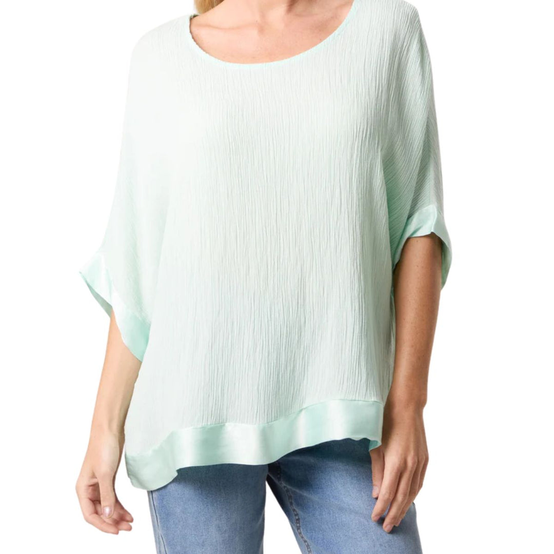 Cindy Mint Green Crinkle Silk Bottom Top - Sugarplum Boutique